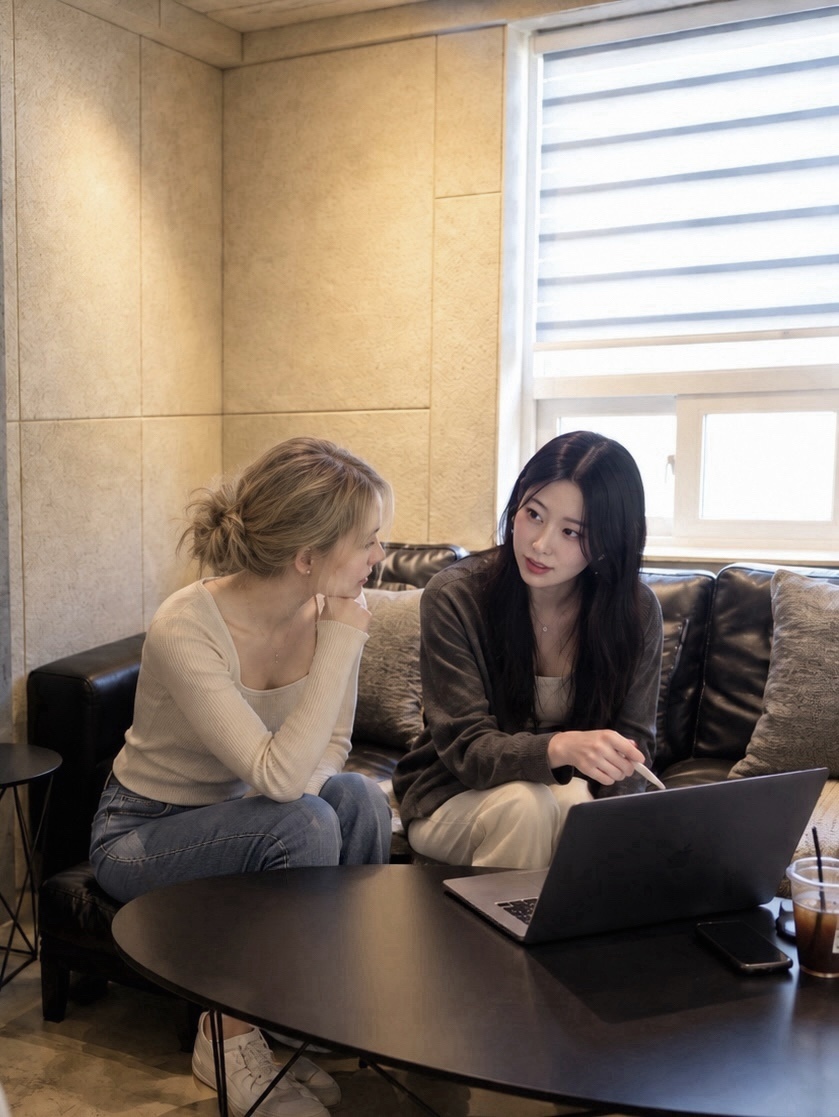 Guest and producer discussing a personalized song