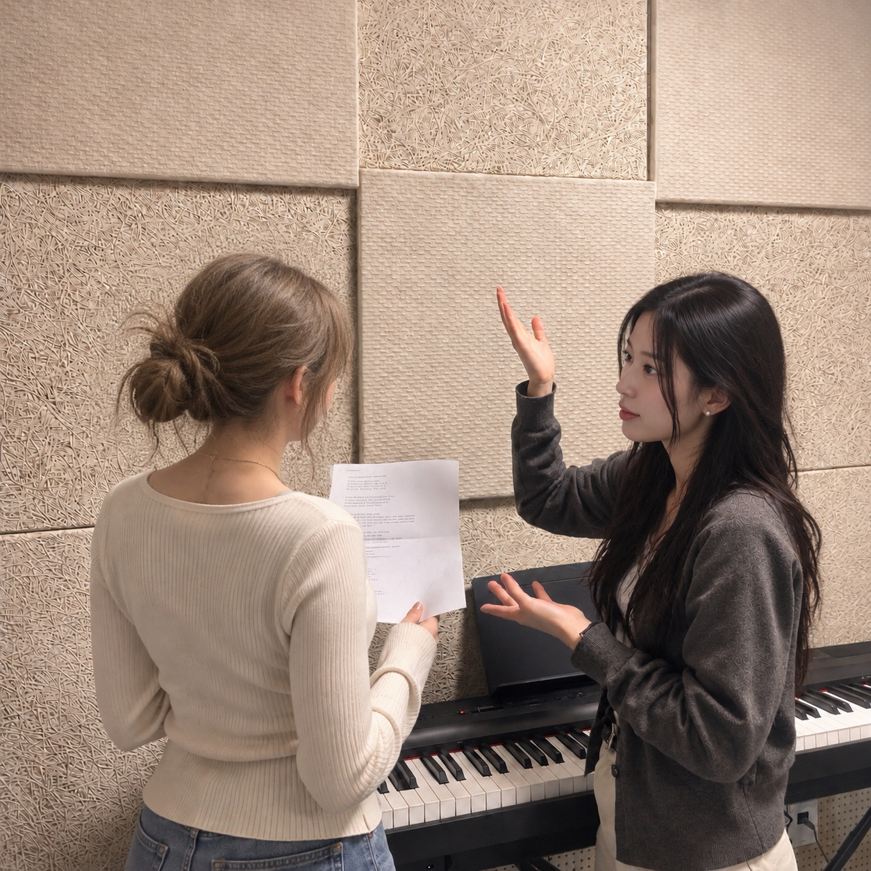 One-on-one vocal coaching in the studio